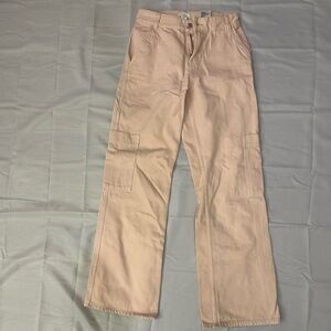 H&M High Waist Wide Leg Utility Jeans Light Pink